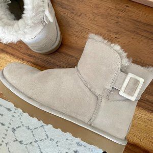 Gray Ugg Booties with Buckle